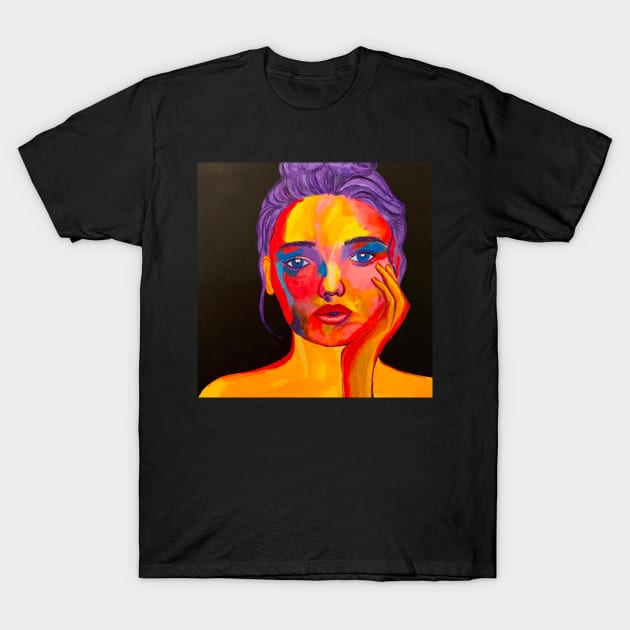 Colourful Women’s Face T-Shirt by MKnowltonArt